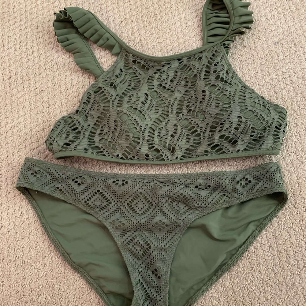 Army Green High Neck Bikini